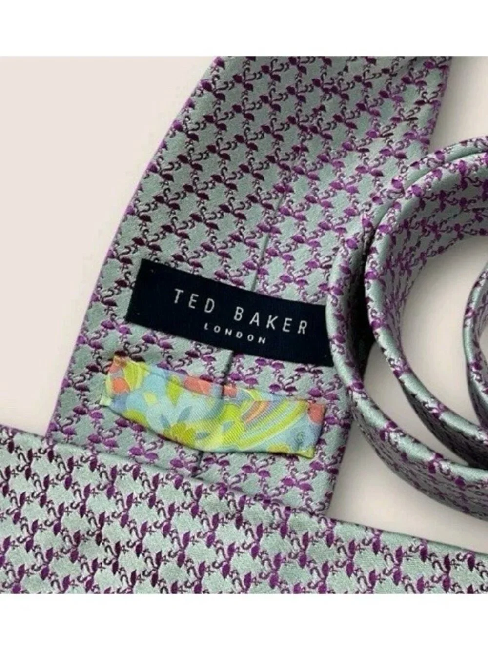 TED BAKER Silk Tie USA Changing Purple Blue Geometric W:3.5